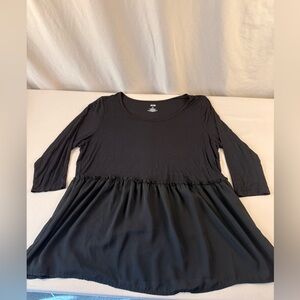 EVRI Black Scoop-Neck Babydoll Dress with Three-Quarter Sleeves - 115